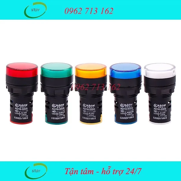Đèn LED báo nguồn phi 22mm AD16-22DS màu đỏ 24VDC